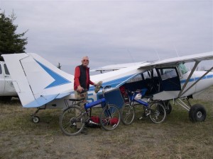 Montague folding bike in a plane