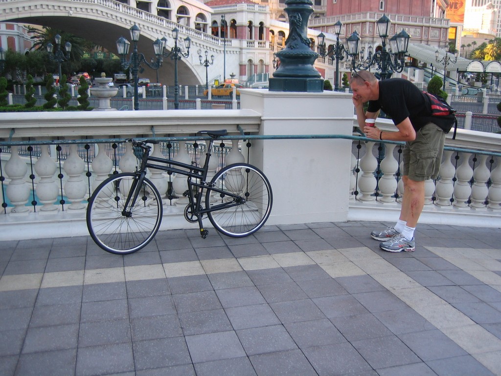 Admirer at the folding bike frolic Admirer at the interbike folding bike frolic