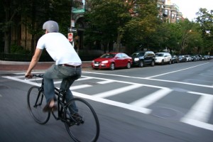 Montague Boston Folding Bike in traffic