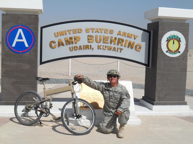 Paratrooper folding bike at Camp Buehring