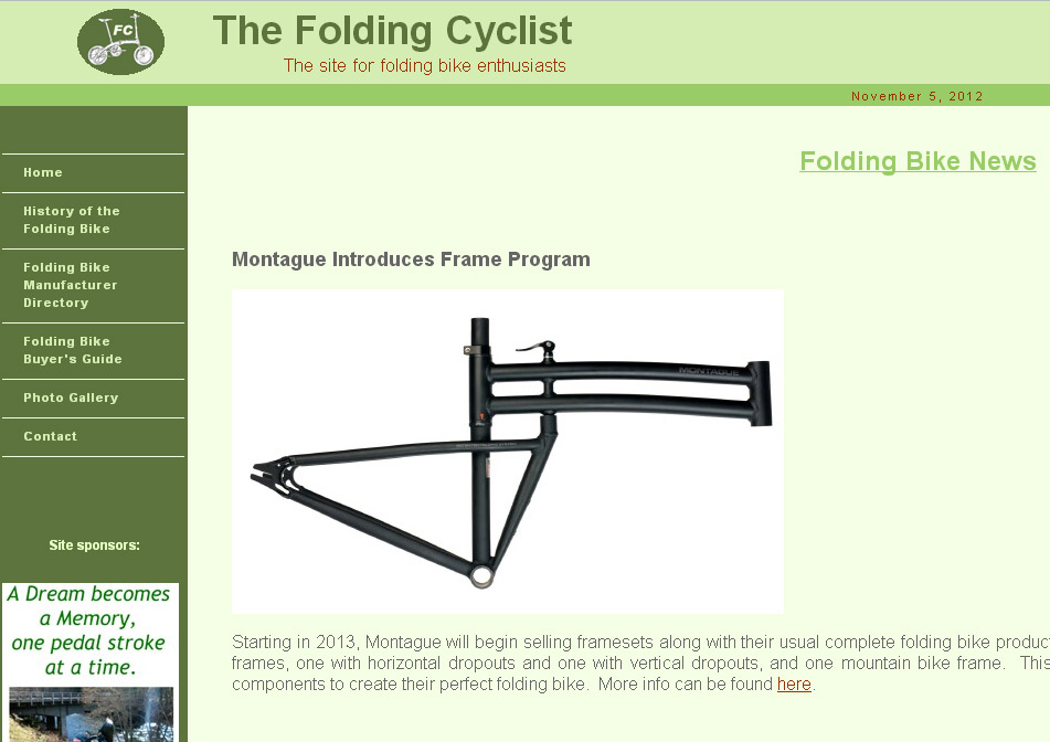 Montague folding frames on the folding cyclist