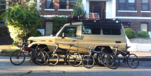 Montague X50 with other bikes along a van