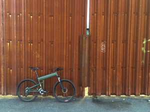 2015 Montague Paratrooper folding bike against the wall