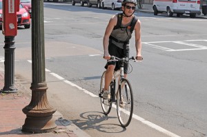 2015 Montague Crosstown folding bike riding the city