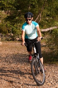 Montague X50 folding mountain bike riding in woods