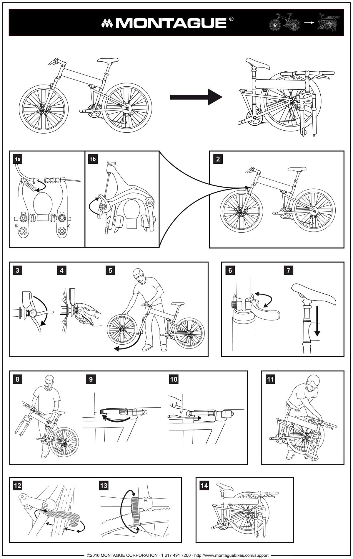 Montague Bike Folding Instructions Diagram
