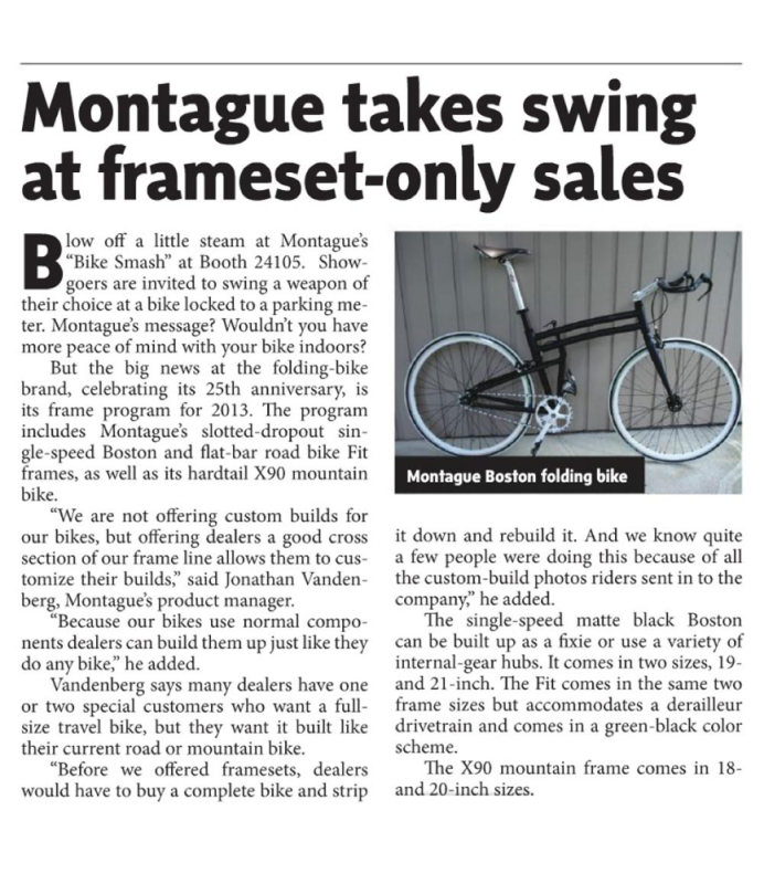 Interbike Show Daily Montague Frame Article