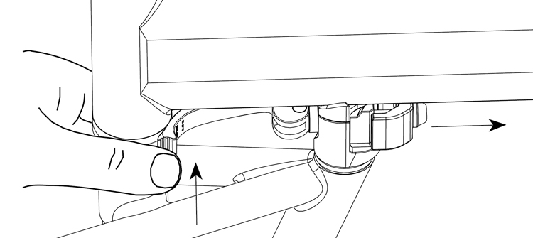 Fig. 36: Press and hold, quick release clamp opens