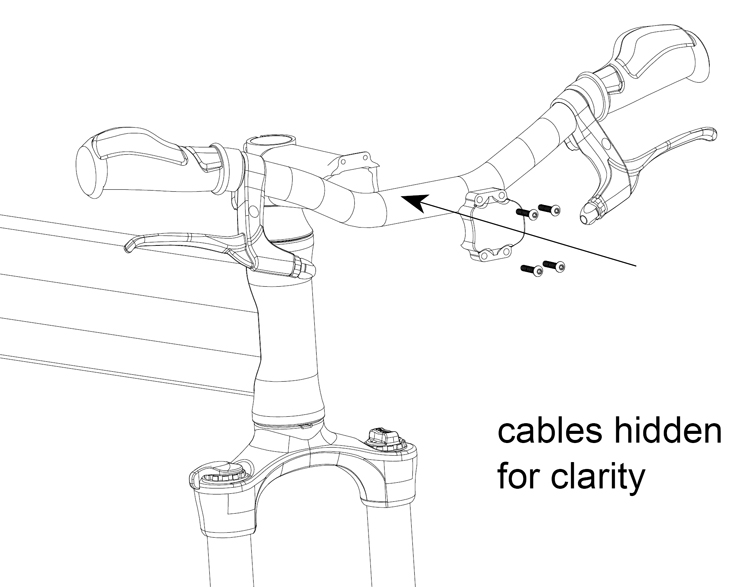 Fig. 13: Replace and center handlebars.