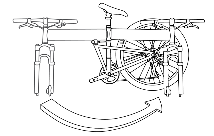 Fig. 37: Fold the bike frame in half.