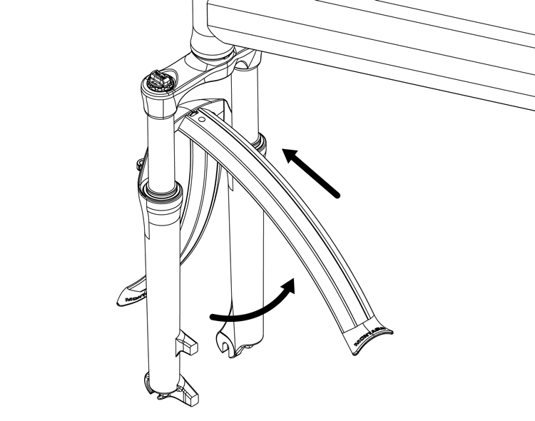 Fig. 27: Rotate and lock the fender in place.