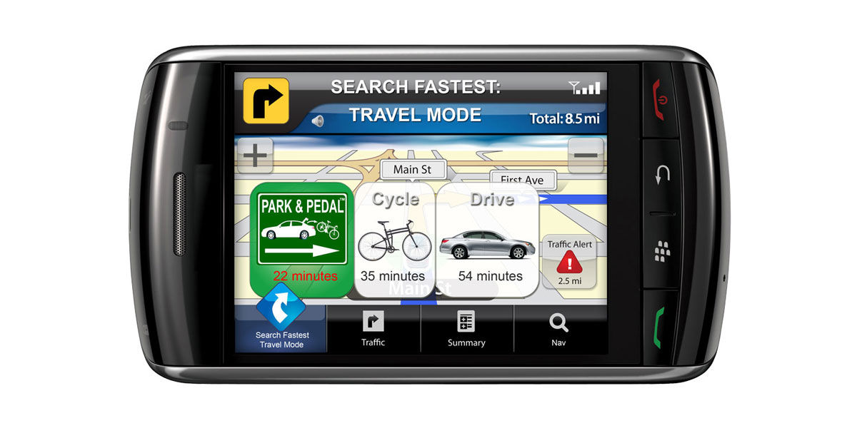 GPS Showing Park & Pedal is Fastest
