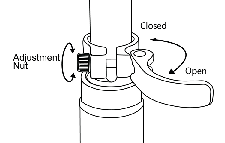 Fig. 9: Opening and adjusting a quick release.