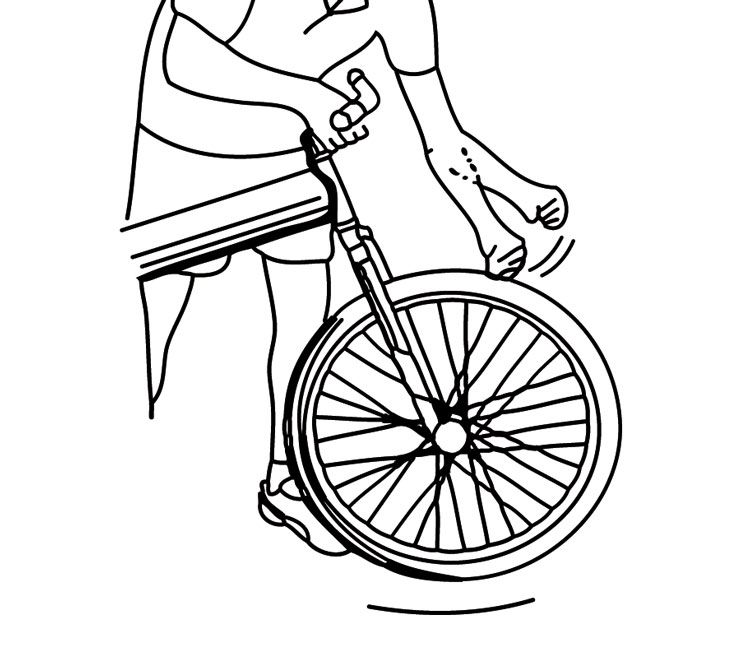 Fig. 16: Strike the wheel in a downward motion.