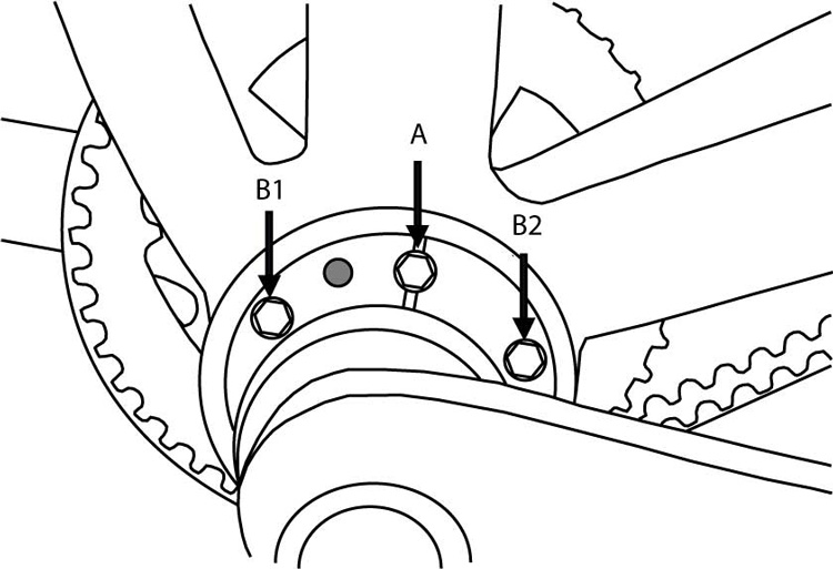 Fig. 58: Eccentric bottom bracket lock bolt