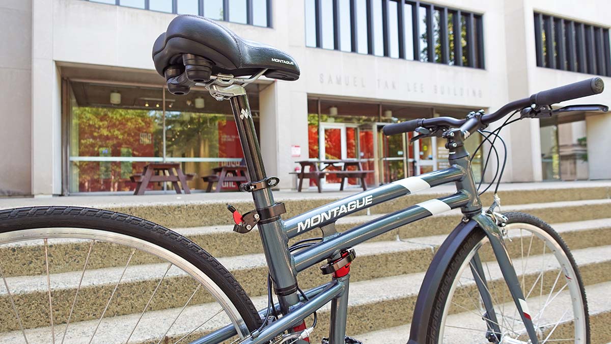 Montague Urban folding pavement bike on MIT college campus